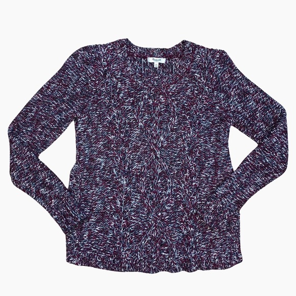 Madewell Firelight Marled Pullover Wool Alpaca Sweater Burgundy Chunky Winter - Picture 3 of 15